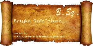 Brtyka Szíriusz névjegykártya